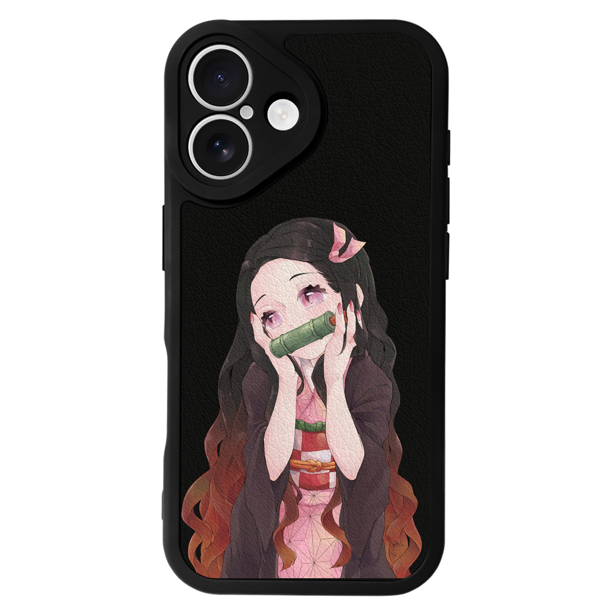 （画像用） 鬼滅の刃（きめつのやいば）竈門 禰󠄀豆子／かまど ねずこ Kamado Nezuko 【iPhone 16シリーズ対応】シリコンスマホケース（レザー調） 材質：シリコン